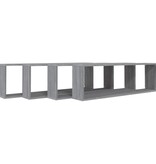 VidaXL Wandschappen kubus 4 st 100x15x30 cm bewerkt hout grijs sonoma