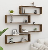 VidaXL Wandschappen kubus 4 st 100x15x30 cm bewerkt hout gerookt eiken