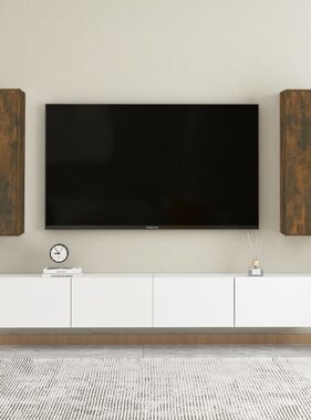 vidaXL Tv-meubelen 2 st 30,5x30x90 cm bewerkt hout gerookt eikenkleur