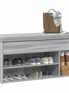 VidaXL Schoenenbank 102x30,5x45cm bewerkt hout grijs sonoma eikenkleur