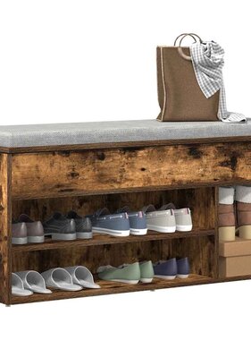 VidaXL Schoenenbank 102x30,5x45 cm bewerkt hout gerookt eikenkleurig