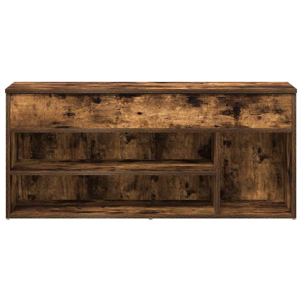 vidaXL Schoenenbank 102x30,5x45 cm bewerkt hout gerookt eikenkleurig