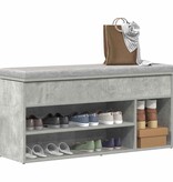 vidaXL Schoenenbank 102x30,5x45 cm bewerkt hout betongrijs