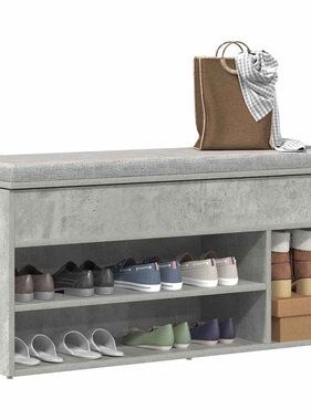 VidaXL Schoenenbank 102x30,5x45 cm bewerkt hout betongrijs