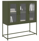 vidaXL Dressoir 100,5x39x107 cm koudgewalst staal olijfgroen
