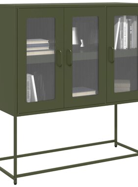 VidaXL Dressoir 100,5x39x107 cm koudgewalst staal olijfgroen