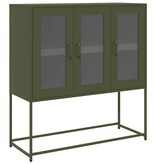 vidaXL Dressoir 100,5x39x107 cm koudgewalst staal olijfgroen