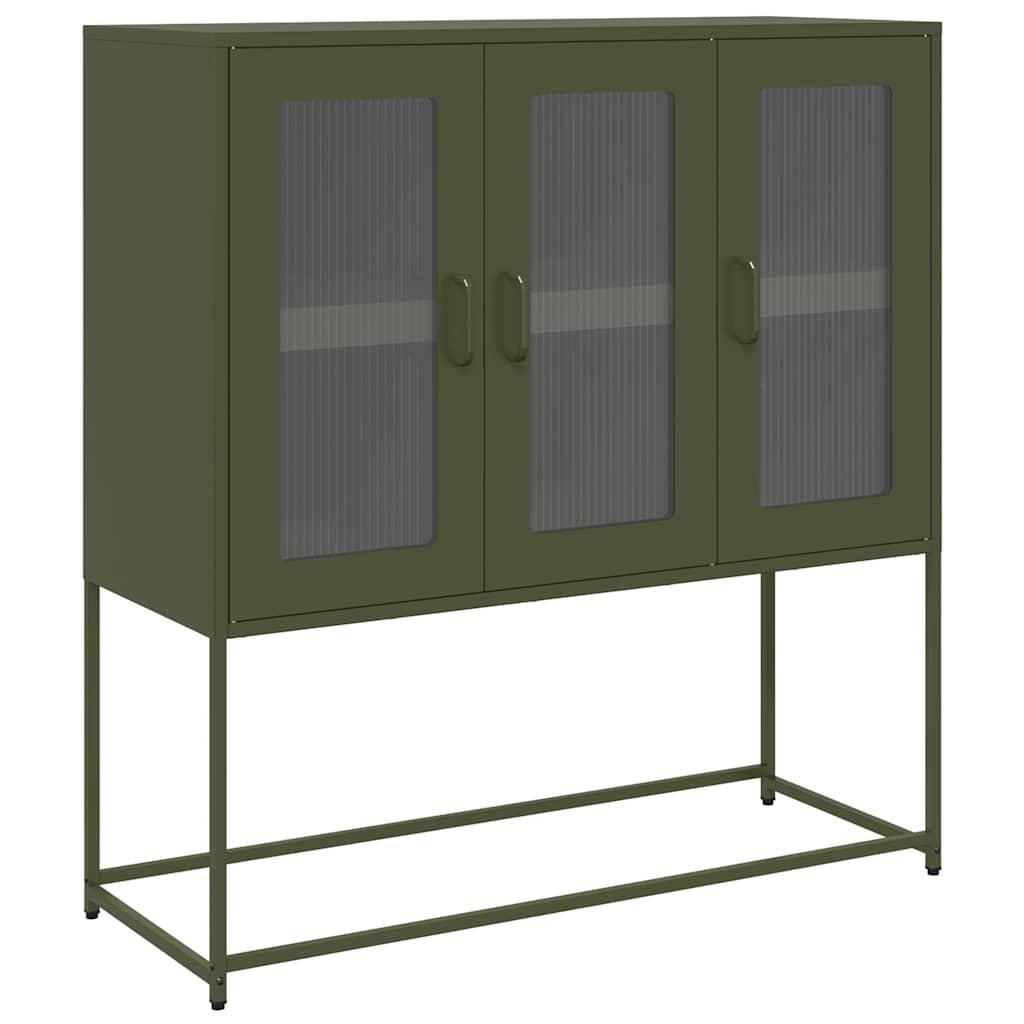 vidaXL Dressoir 100,5x39x107 cm koudgewalst staal olijfgroen