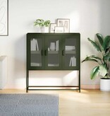 vidaXL Dressoir 100,5x39x107 cm koudgewalst staal olijfgroen