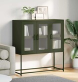 vidaXL Dressoir 100,5x39x107 cm koudgewalst staal olijfgroen