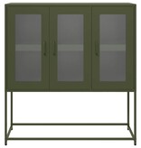 vidaXL Dressoir 100,5x39x107 cm koudgewalst staal olijfgroen