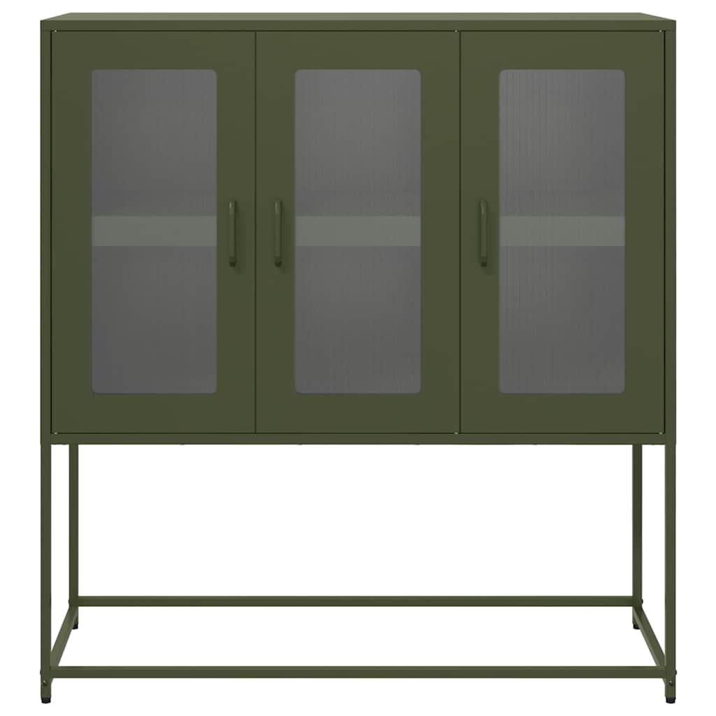 vidaXL Dressoir 100,5x39x107 cm koudgewalst staal olijfgroen
