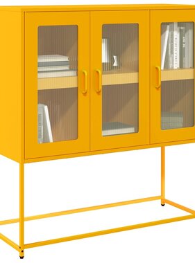 VidaXL Dressoir 100,5x39x107 cm koudgewalst staal mosterdgeel