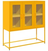 vidaXL Dressoir 100,5x39x107 cm koudgewalst staal mosterdgeel