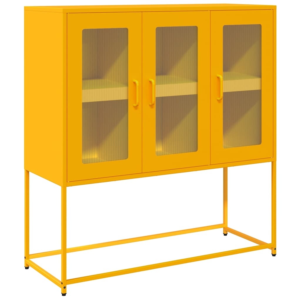vidaXL Dressoir 100,5x39x107 cm koudgewalst staal mosterdgeel