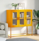vidaXL Dressoir 100,5x39x107 cm koudgewalst staal mosterdgeel