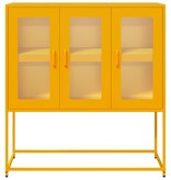 vidaXL Dressoir 100,5x39x107 cm koudgewalst staal mosterdgeel