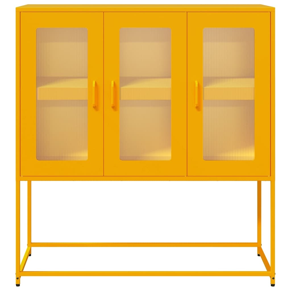 vidaXL Dressoir 100,5x39x107 cm koudgewalst staal mosterdgeel