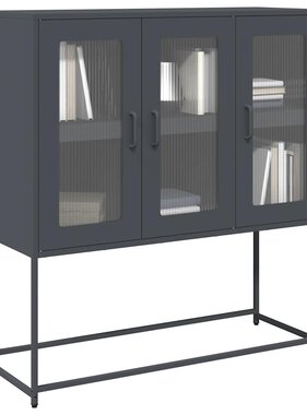 vidaXL Dressoir 100,5x39x107 cm koudgewalst staal antracietkleurig