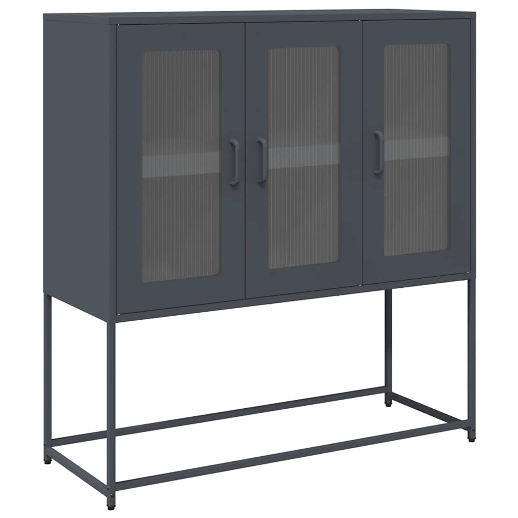 vidaXL Dressoir 100,5x39x107 cm koudgewalst staal antracietkleurig