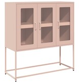 vidaXL Dressoir 100,5x39x107 cm koudgewalst staal roze