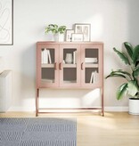 vidaXL Dressoir 100,5x39x107 cm koudgewalst staal roze