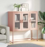 vidaXL Dressoir 100,5x39x107 cm koudgewalst staal roze