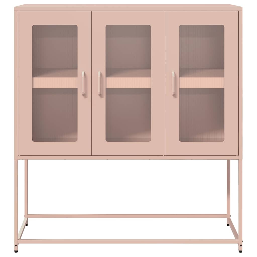 vidaXL Dressoir 100,5x39x107 cm koudgewalst staal roze