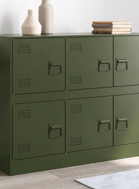 VidaXL Dressoir 99x39x73 cm staal olijfgroen