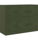 VidaXL Dressoir 99x39x73 cm staal olijfgroen
