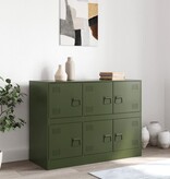 VidaXL Dressoir 99x39x73 cm staal olijfgroen
