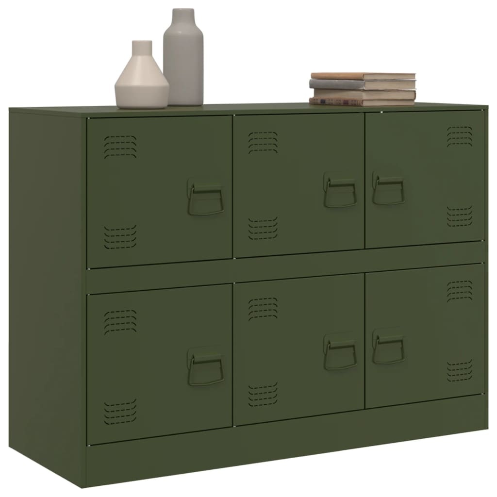 VidaXL Dressoir 99x39x73 cm staal olijfgroen