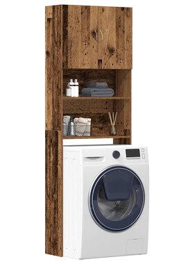 vidaXL Wasmachinekast 64x24x190 cm bewerkt hout oud houtkleurig