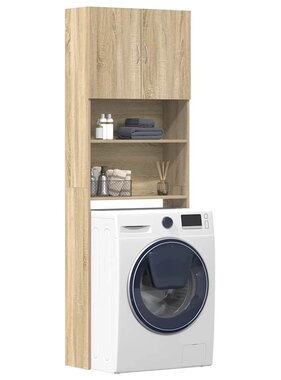 vidaXL Wasmachinekast 64x24x190 cm bewerkt hout en sonoma eikenkleurig