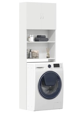 vidaXL Wasmachinekast 64x24x190 cm bewerkt hout wit