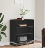 vidaXL Dressoir 68x35x76 cm bewerkt hout en metaal zwart