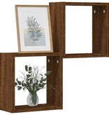 vidaXL Wandrekken kubus 2 st 30x15x30 cm gerookt bruin eiken