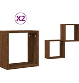 vidaXL Wandrekken kubus 2 st 30x15x30 cm gerookt bruin eiken