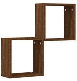 vidaXL Wandrekken kubus 2 st 30x15x30 cm gerookt bruin eiken