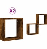 vidaXL Wandrekken kubus 2 st 30x15x30 cm gerookt eiken