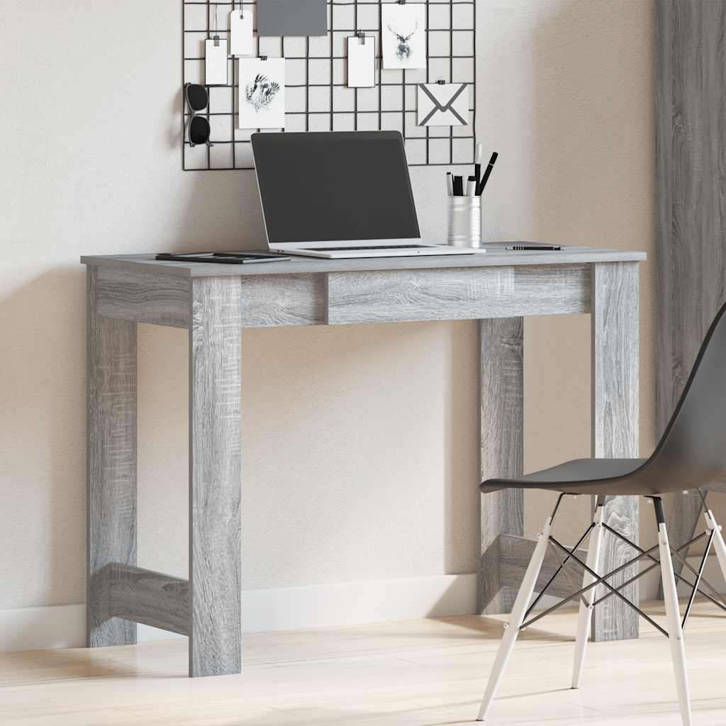VidaXL Bureau 100x45x75 cm bewerkt hout grijs sonoma eikenkleurig
