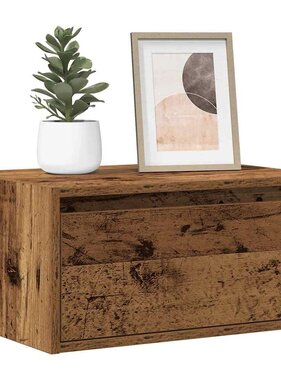 VidaXL Nachtkastjes met LED's 2 st wandgemonteerd oud houtkleurig