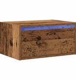 VidaXL Nachtkastje met LED's wandgemonteerd oud houtkleurig