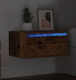 VidaXL Nachtkastje met LED's wandgemonteerd oud houtkleurig