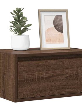 VidaXL Nachtkastje met LED's wandgemonteerd bruin eikenkleur