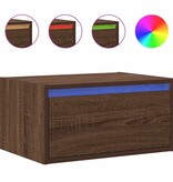 VidaXL Nachtkastje met LED's wandgemonteerd bruin eikenkleur