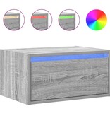 VidaXL Nachtkastje met LED's wandgemonteerd grijs sonoma eikenkleurig