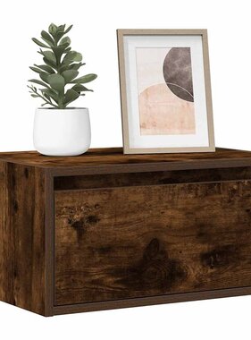 VidaXL Nachtkastje met LED's wandgemonteerd gerookt eikenkleurig