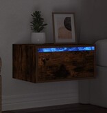 VidaXL Nachtkastje met LED's wandgemonteerd gerookt eikenkleurig
