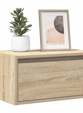 VidaXL Nachtkastje met LED's wandgemonteerd sonoma eikenkleurig